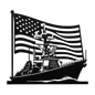 US Navy Ship With American Flag Metal Wall Art - MAIKERU STUDIO