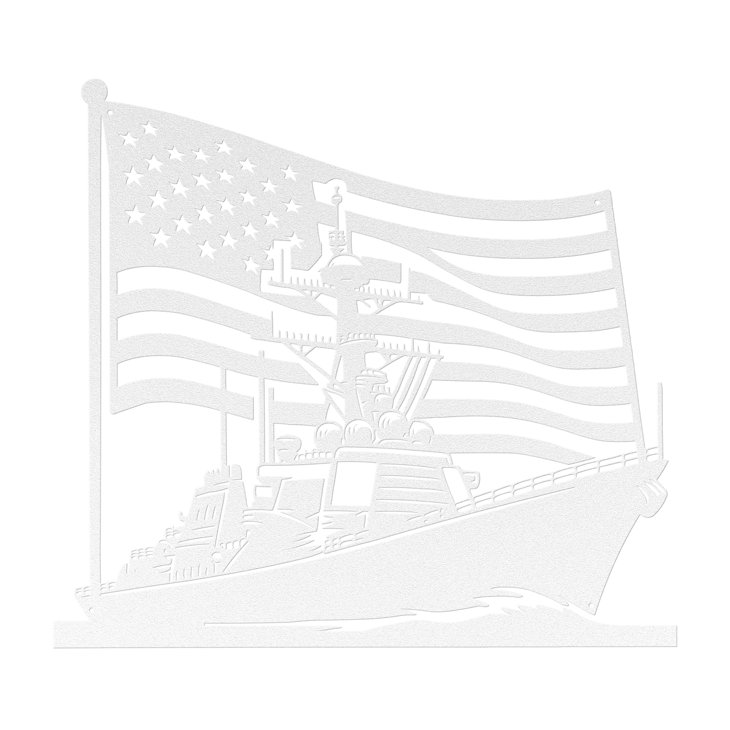 US Navy Ship With American Flag Metal Wall Art - MAIKERU STUDIO