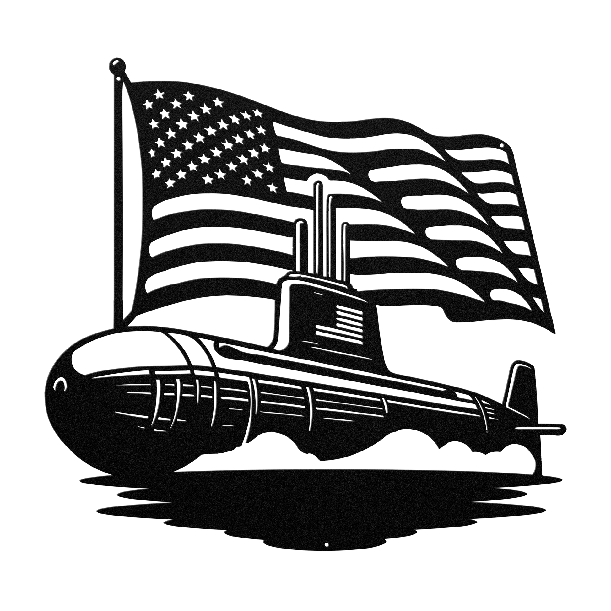 U.S. Navy Submarine Metal Wall Art | Patriotic Tribute with American Flag - MAIKERU STUDIO
