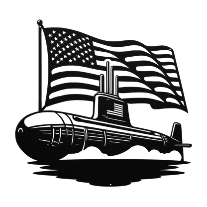 U.S. Navy Submarine Metal Wall Art | Patriotic Tribute with American Flag - MAIKERU STUDIO