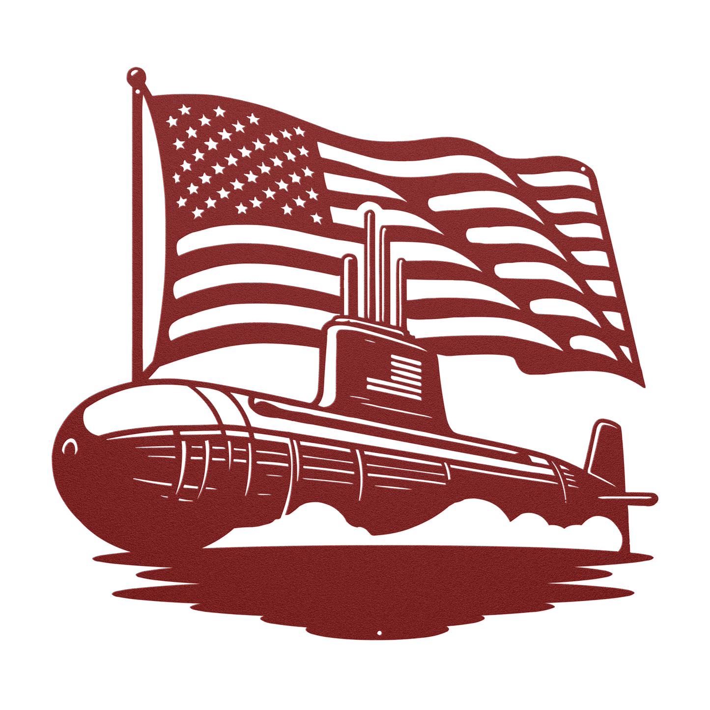 U.S. Navy Submarine Metal Wall Art | Patriotic Tribute with American Flag - MAIKERU STUDIO