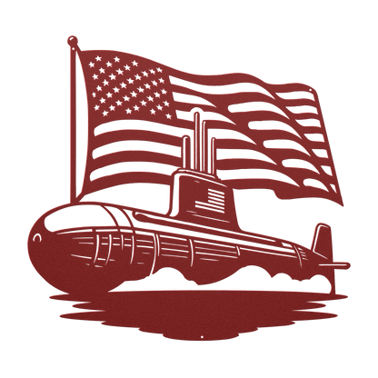 U.S. Navy Submarine Metal Wall Art | Patriotic Tribute with American Flag - MAIKERU STUDIO