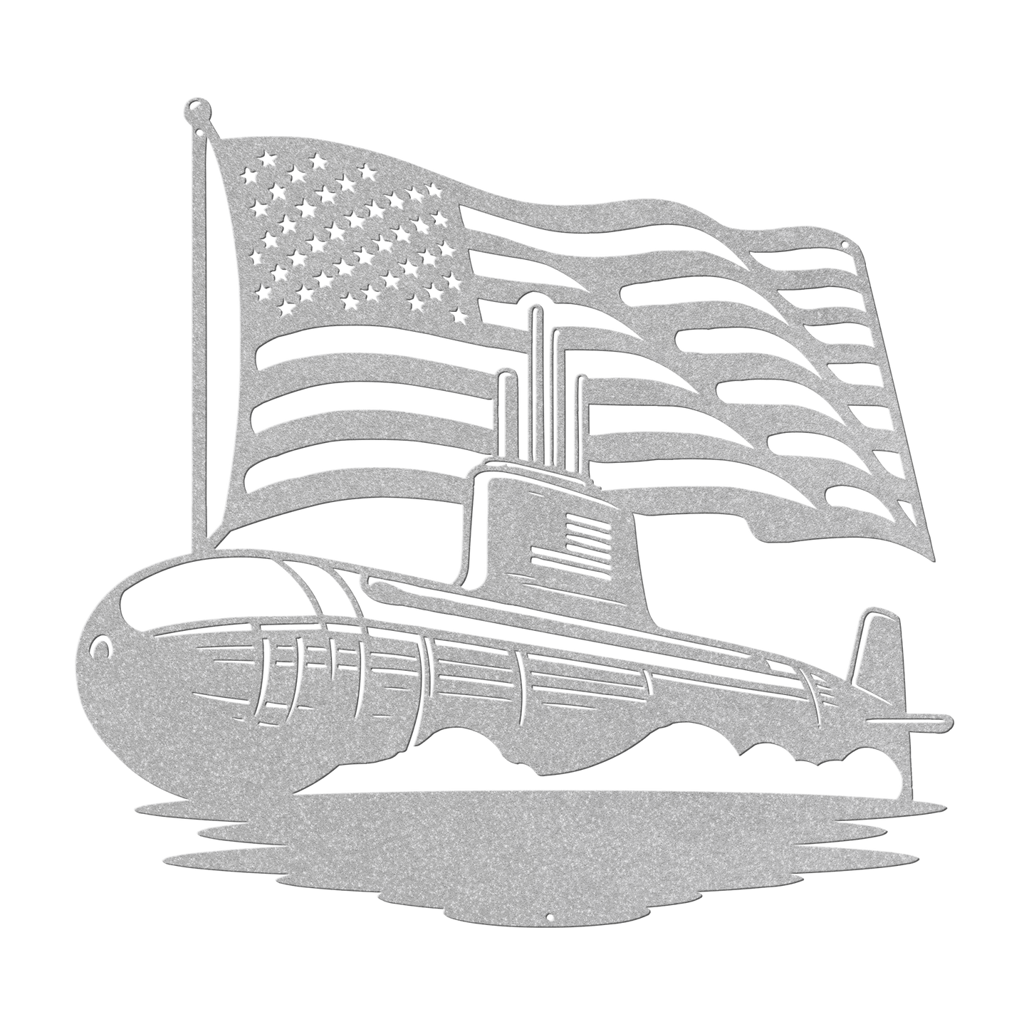 U.S. Navy Submarine Metal Wall Art | Patriotic Tribute with American Flag - MAIKERU STUDIO
