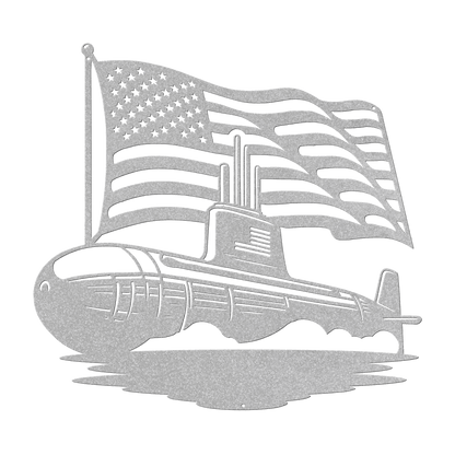 U.S. Navy Submarine Metal Wall Art | Patriotic Tribute with American Flag - MAIKERU STUDIO