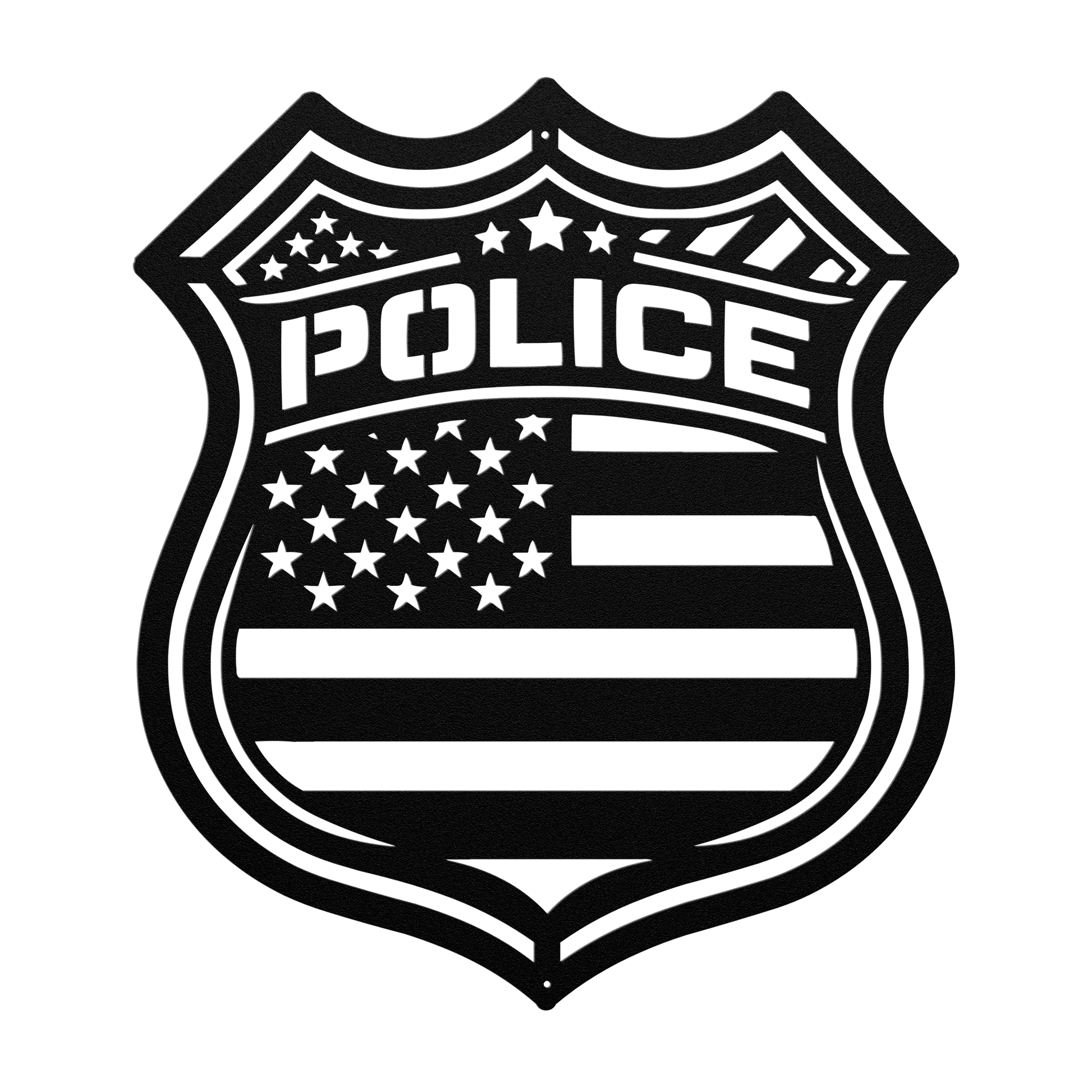 US Police Shield With The American Flag Metal Wall Art - MAIKERU STUDIO