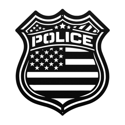 US Police Shield With The American Flag Metal Wall Art - MAIKERU STUDIO