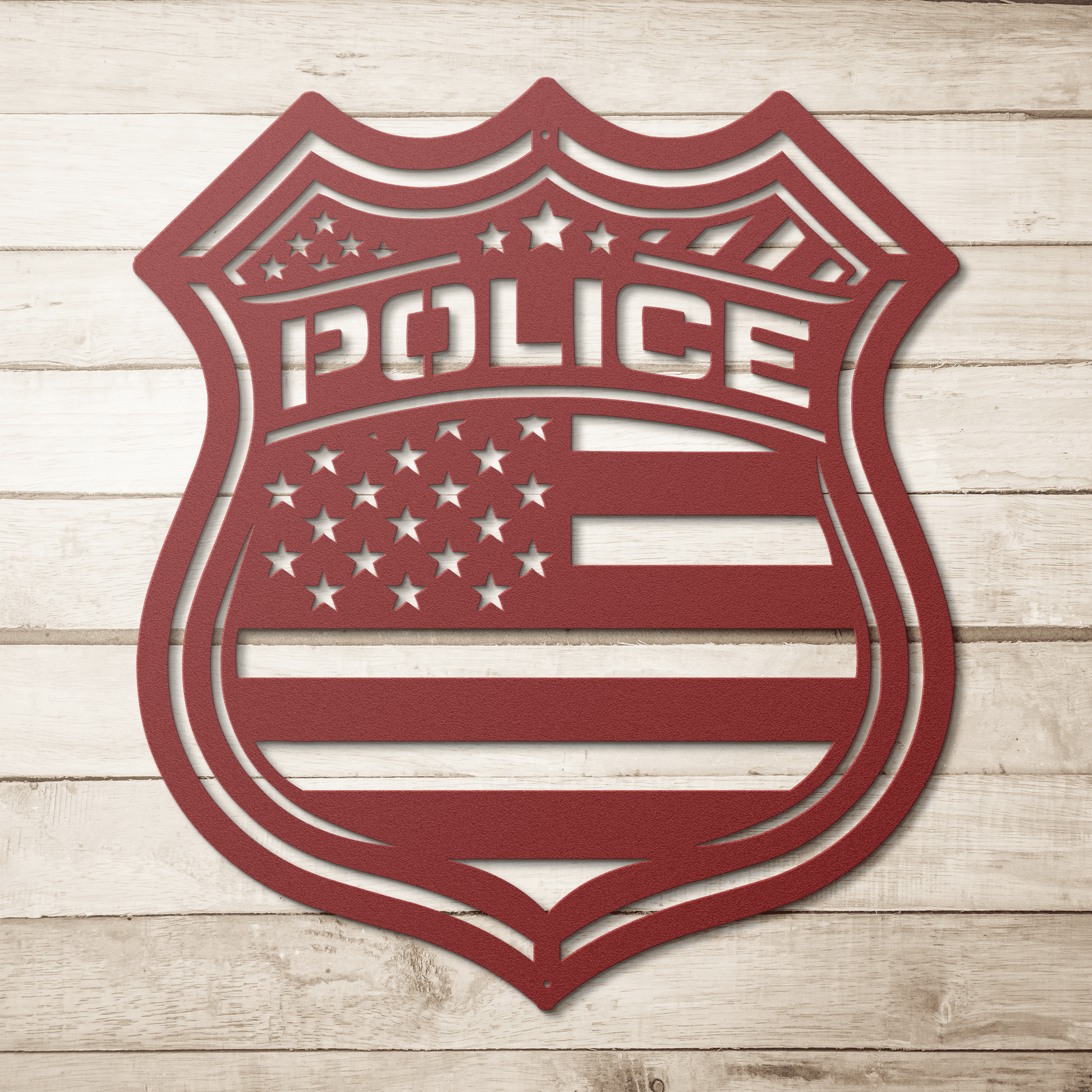 US Police Shield With The American Flag Metal Wall Art - MAIKERU STUDIO