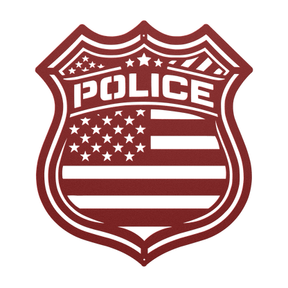 US Police Shield With The American Flag Metal Wall Art - MAIKERU STUDIO