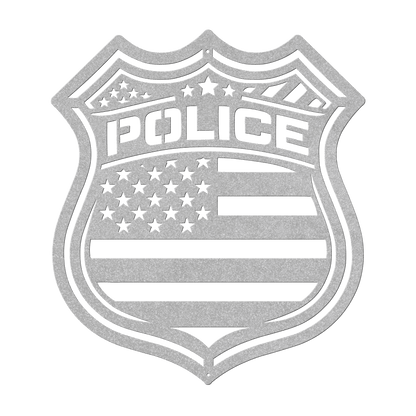 US Police Shield With The American Flag Metal Wall Art - MAIKERU STUDIO