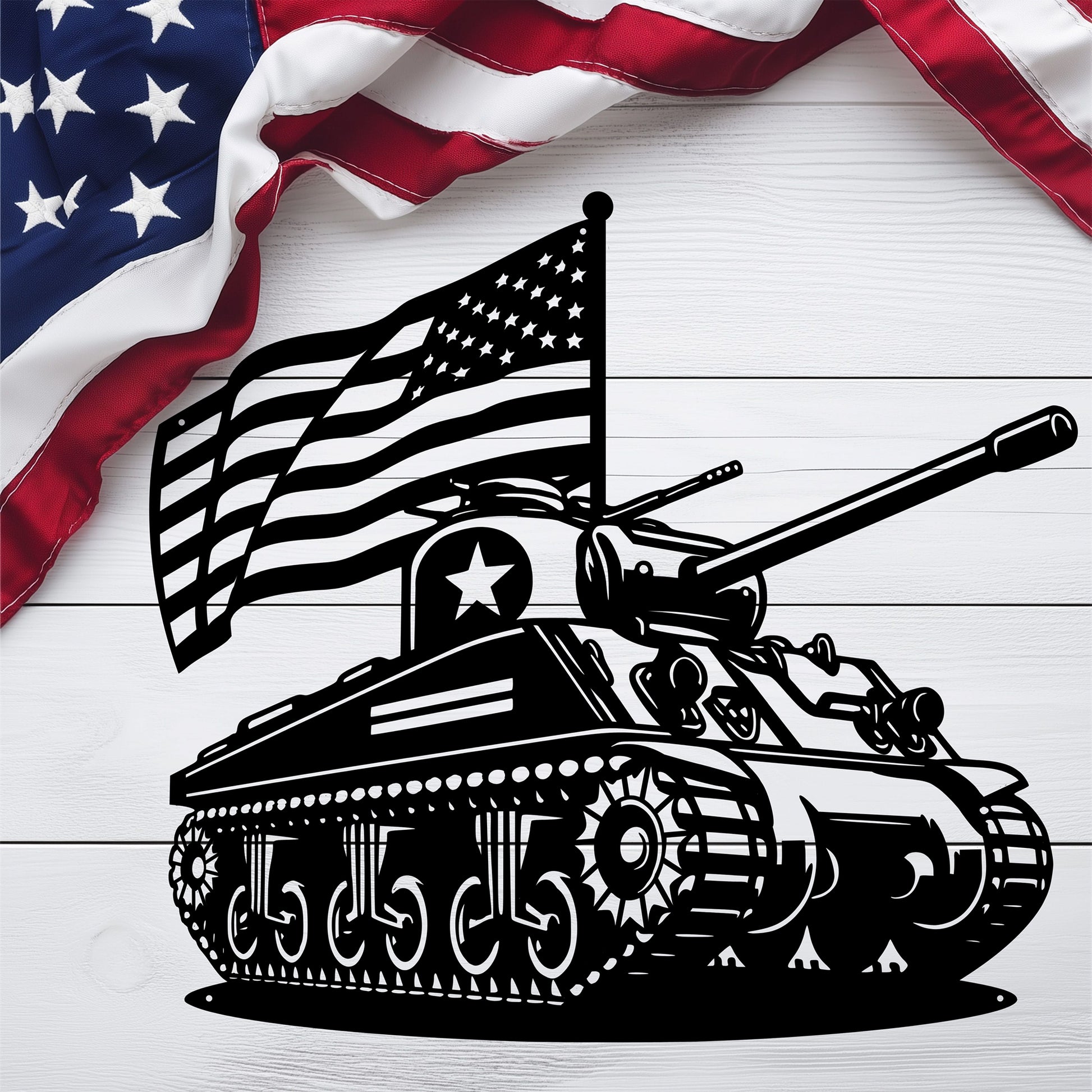 WWll Sherman Tank Metal Wall Art | Patriotic Tribute to U.S. Army Armor - MAIKERU STUDIO