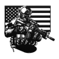 US Soldier With American Flag Metal Wall Art - MAIKERU STUDIO