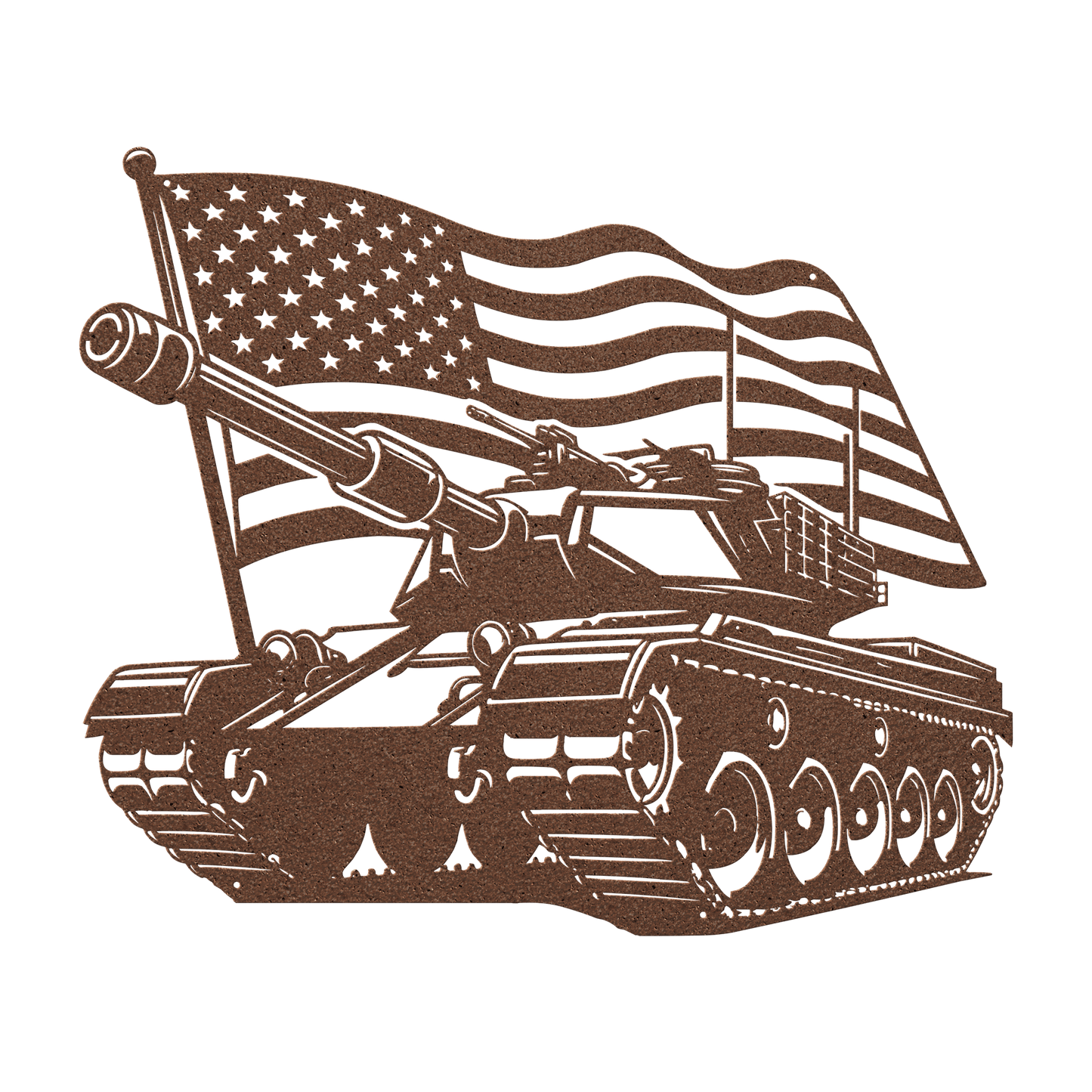 US Tank With American Flag Metal Wall Art - MAIKERU STUDIO