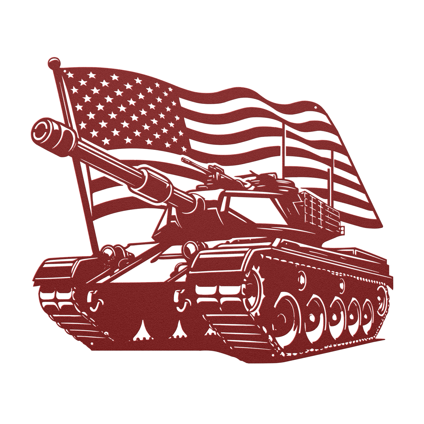 US Tank With American Flag Metal Wall Art - MAIKERU STUDIO