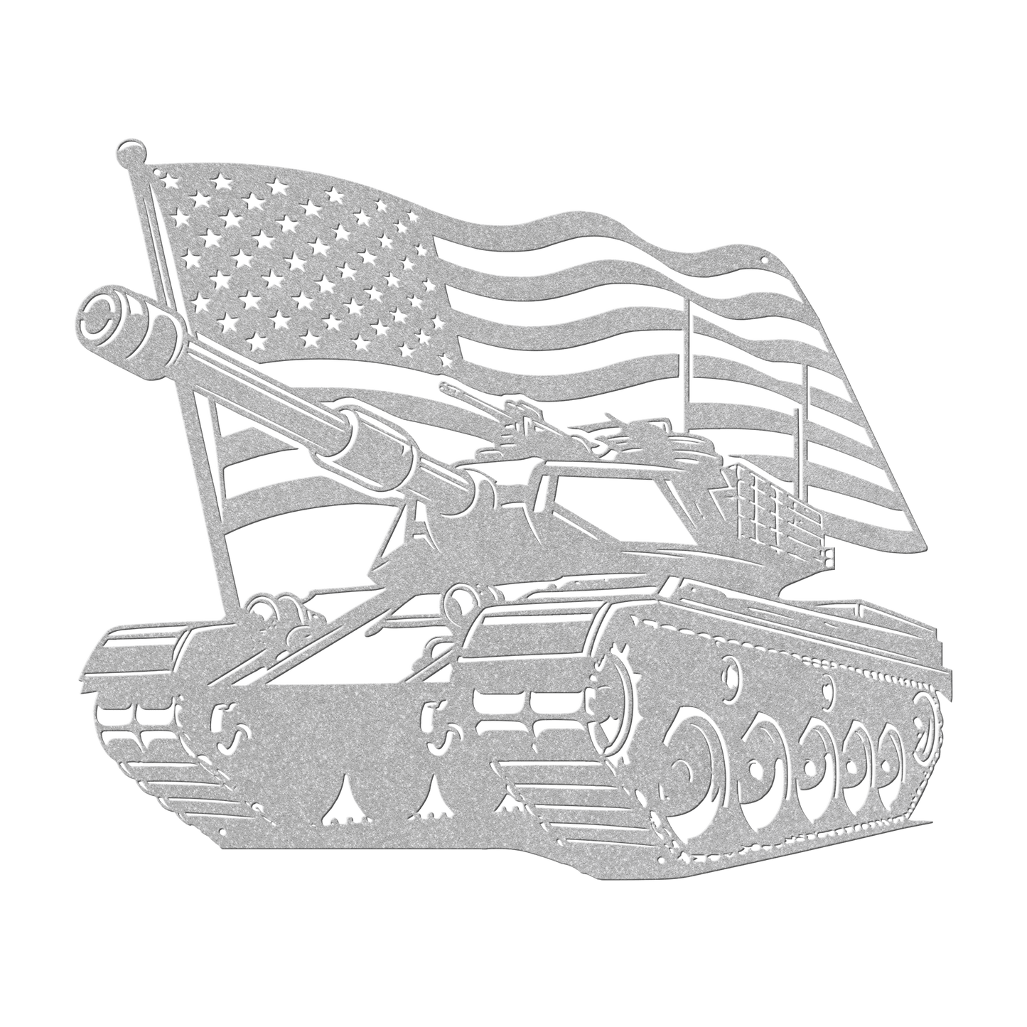 US Tank With American Flag Metal Wall Art - MAIKERU STUDIO