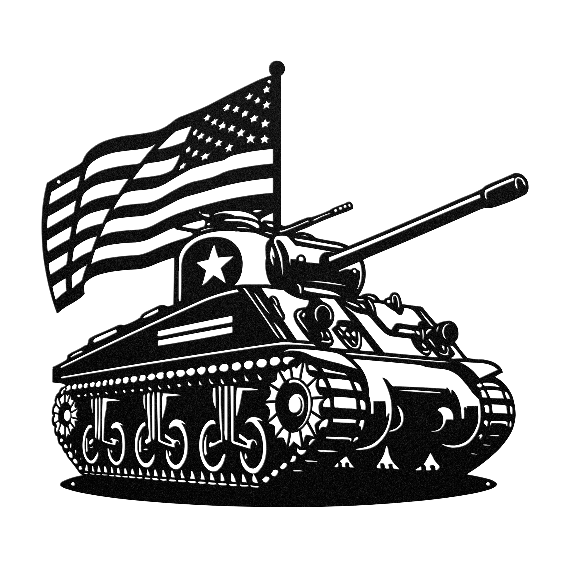 WWll Sherman Tank Metal Wall Art | Patriotic Tribute to U.S. Army Armor - MAIKERU STUDIO