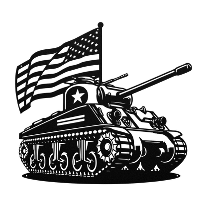WWll Sherman Tank Metal Wall Art | Patriotic Tribute to U.S. Army Armor - MAIKERU STUDIO