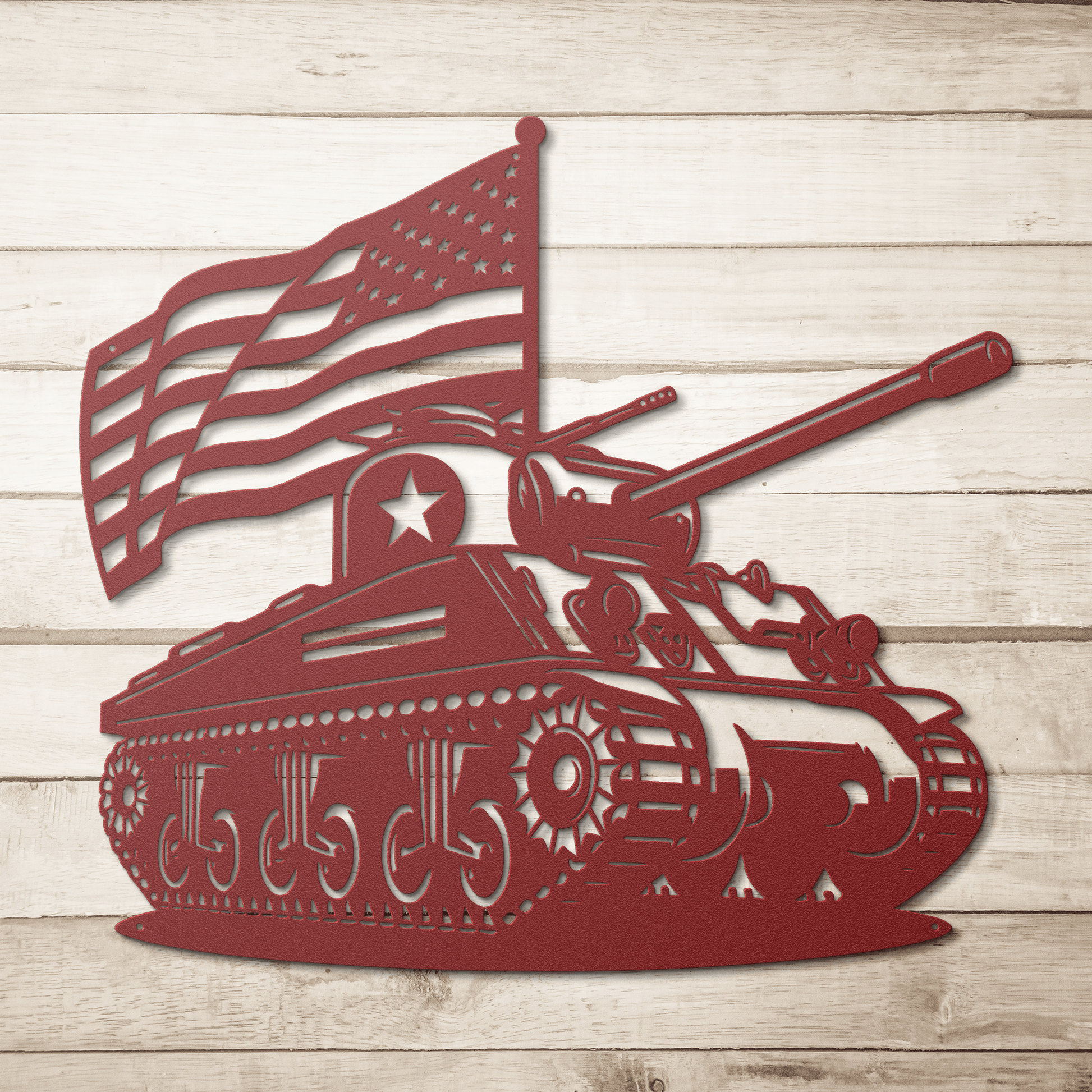 WWll Sherman Tank Metal Wall Art | Patriotic Tribute to U.S. Army Armor - MAIKERU STUDIO