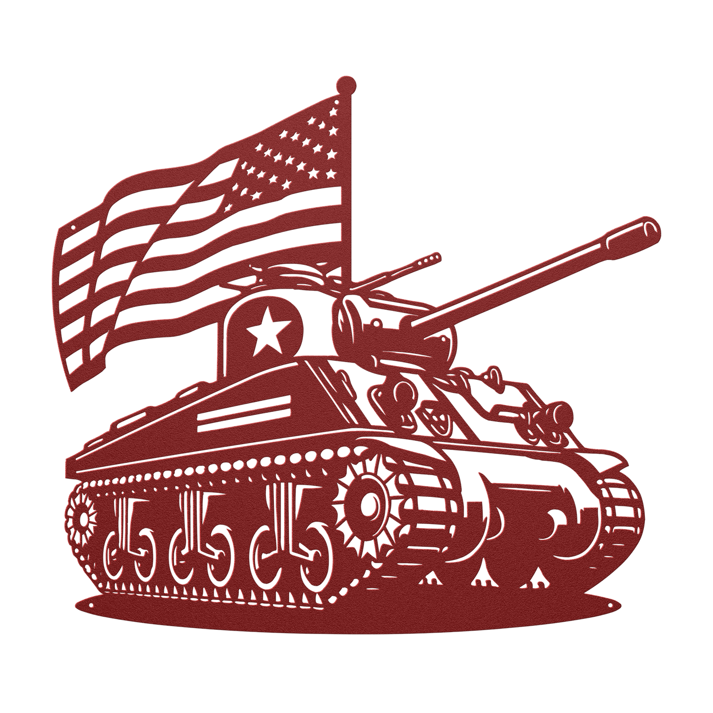 WWll Sherman Tank Metal Wall Art | Patriotic Tribute to U.S. Army Armor - MAIKERU STUDIO
