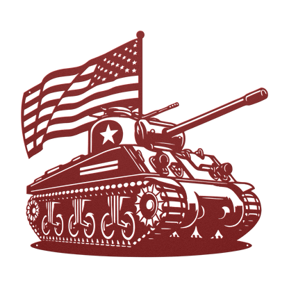 WWll Sherman Tank Metal Wall Art | Patriotic Tribute to U.S. Army Armor - MAIKERU STUDIO