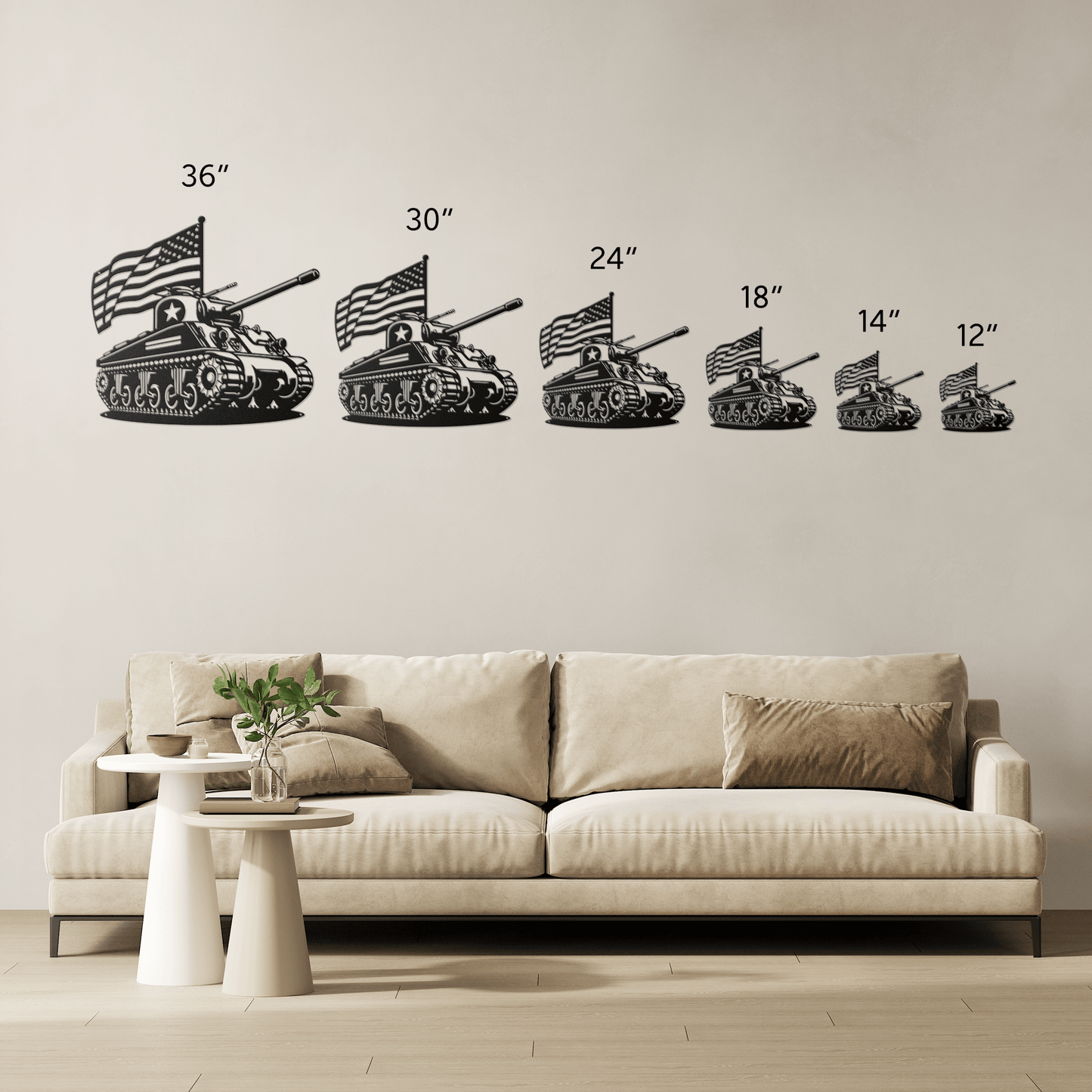 WWll Sherman Tank Metal Wall Art | Patriotic Tribute to U.S. Army Armor - MAIKERU STUDIO