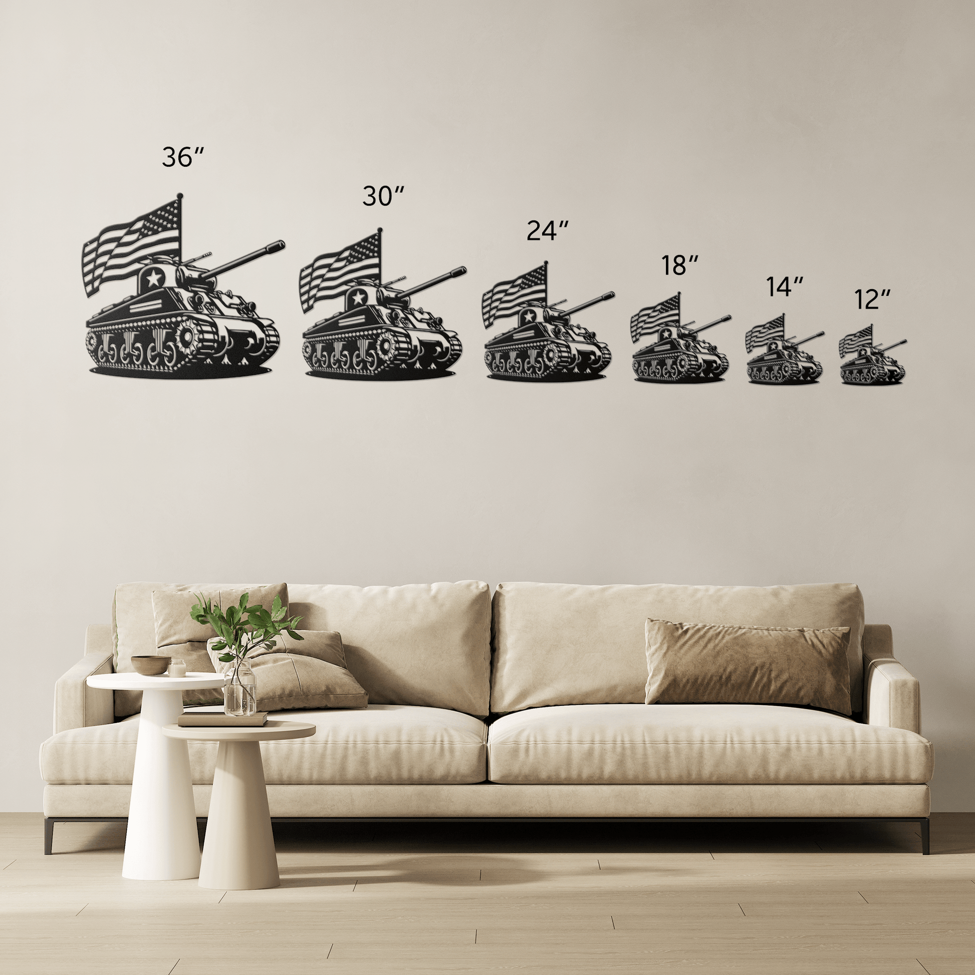 WWll Sherman Tank Metal Wall Art | Patriotic Tribute to U.S. Army Armor - MAIKERU STUDIO