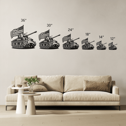 WWll Sherman Tank Metal Wall Art | Patriotic Tribute to U.S. Army Armor - MAIKERU STUDIO