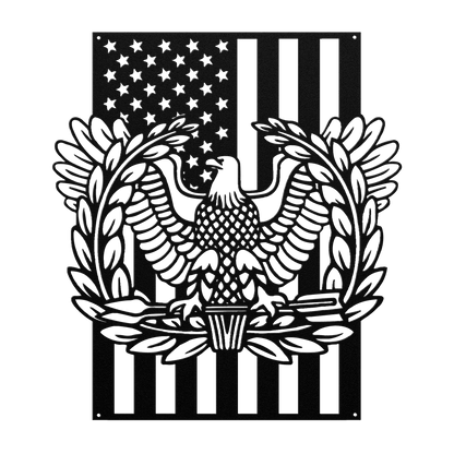 Warrant Officer Rising Eagle Tribute Metal Wall Art | American Flag - MAIKERU STUDIO