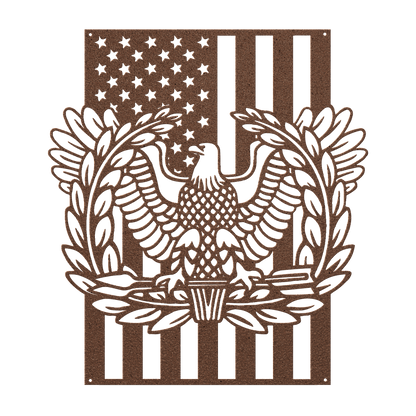 Warrant Officer Rising Eagle Tribute Metal Wall Art | American Flag - MAIKERU STUDIO