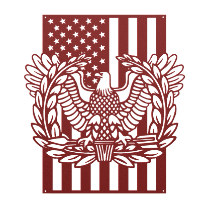 Warrant Officer Rising Eagle Tribute Metal Wall Art | American Flag - MAIKERU STUDIO