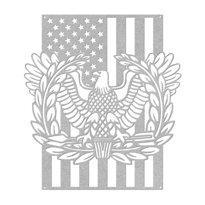 Warrant Officer Rising Eagle Tribute Metal Wall Art | American Flag - MAIKERU STUDIO