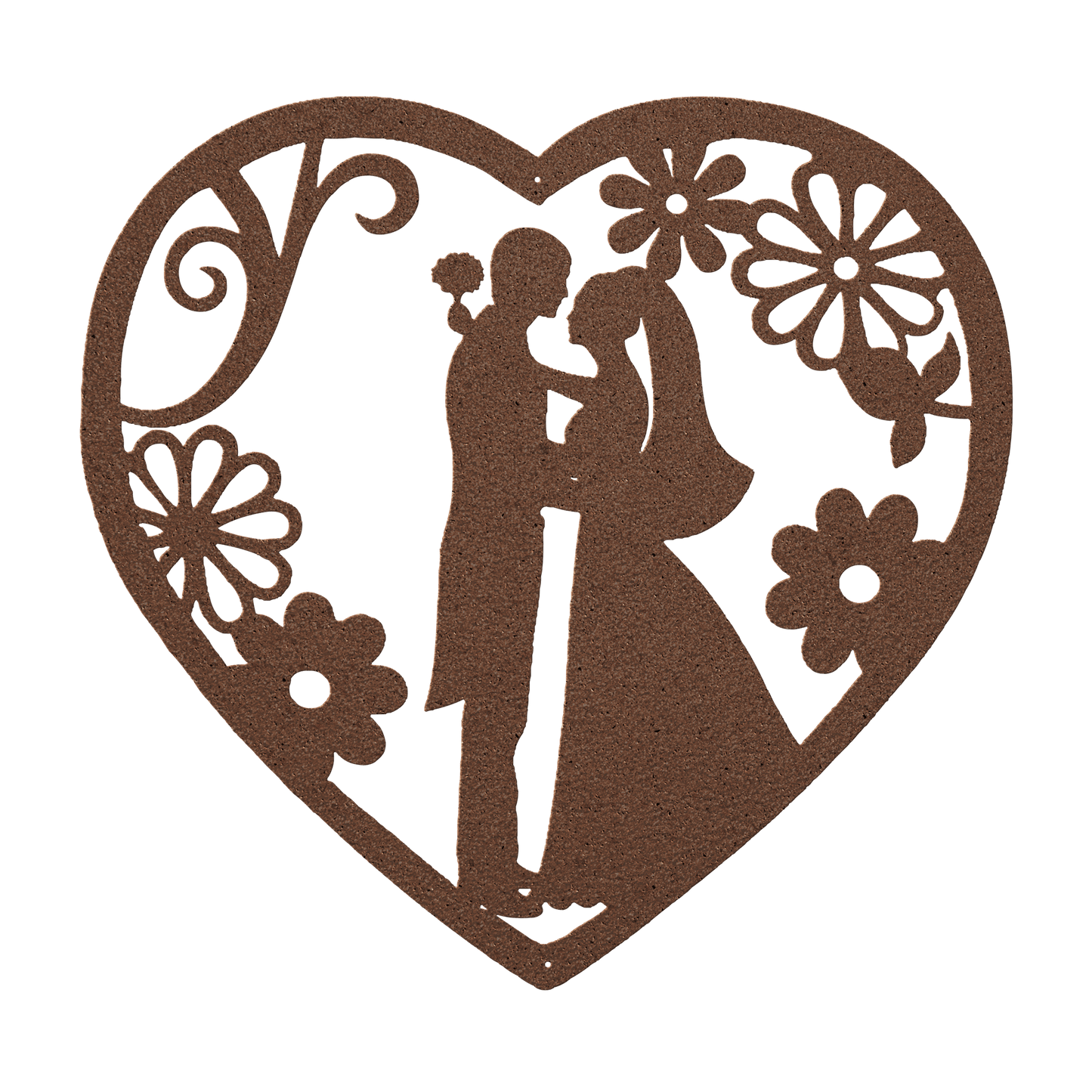 Wedding Heart With Flowers Metal Wall Art - MAIKERU STUDIO