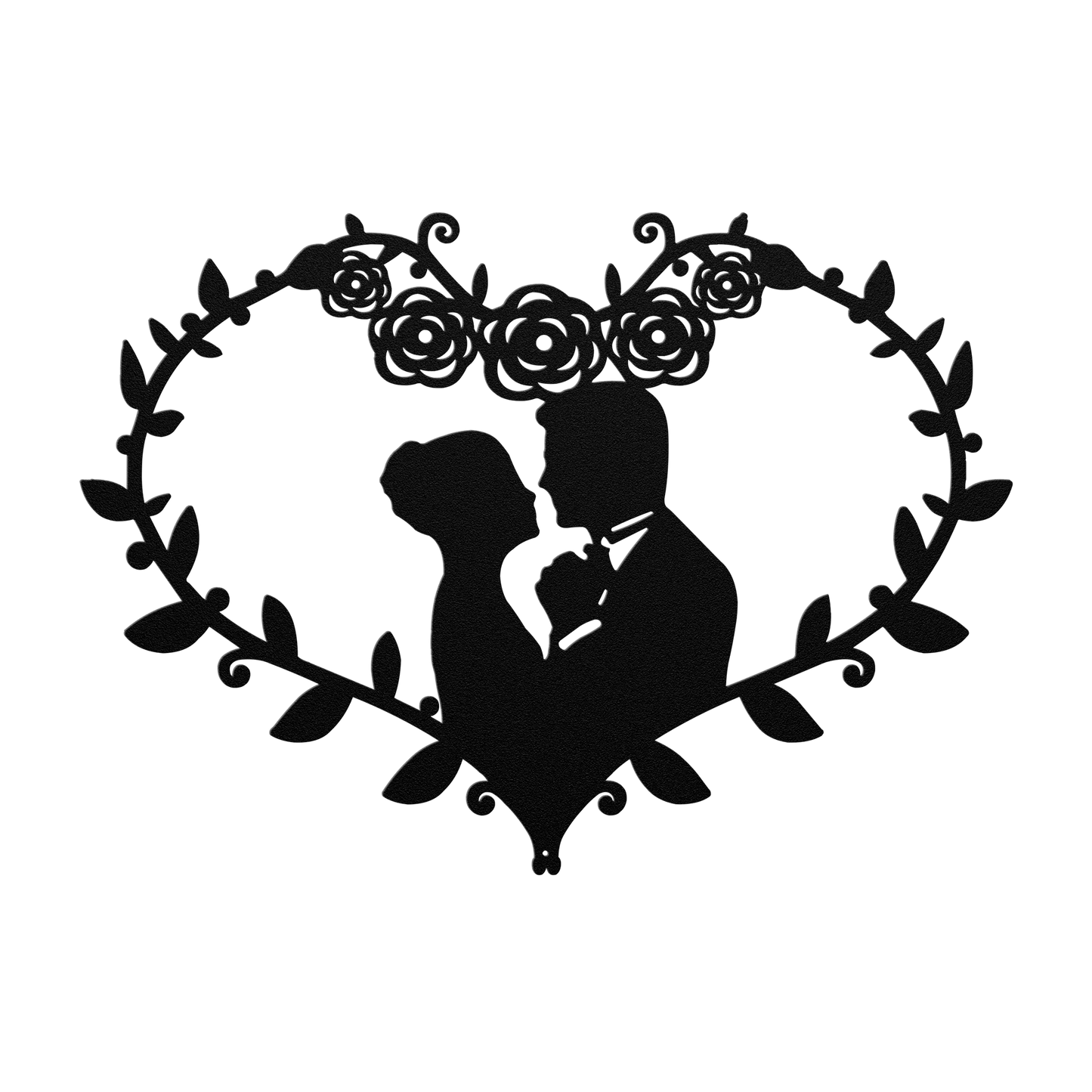Wedding Heart With Roses Metal Wall Art - MAIKERU STUDIO