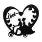Wedding Heart With Couple On Moped Metal Wall Art - MAIKERU STUDIO