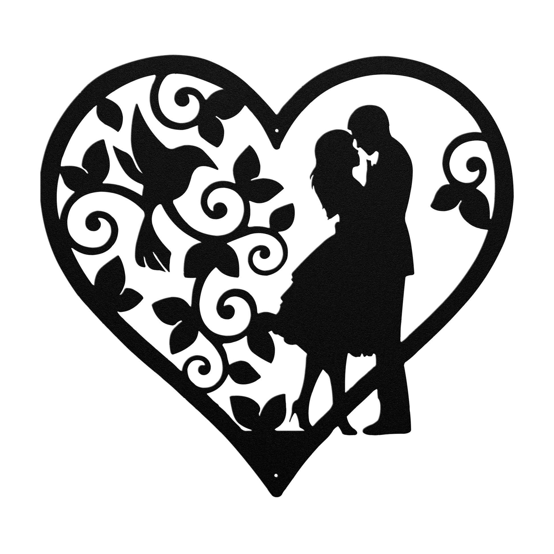 Wedding Heart With Hummingbird Metal Wall Art - MAIKERU STUDIO