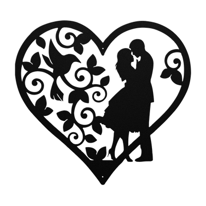 Wedding Heart With Hummingbird Metal Wall Art - MAIKERU STUDIO