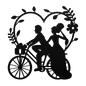 Wedding Heart With Couple On Bicycle Metal Wall Art - MAIKERU STUDIO