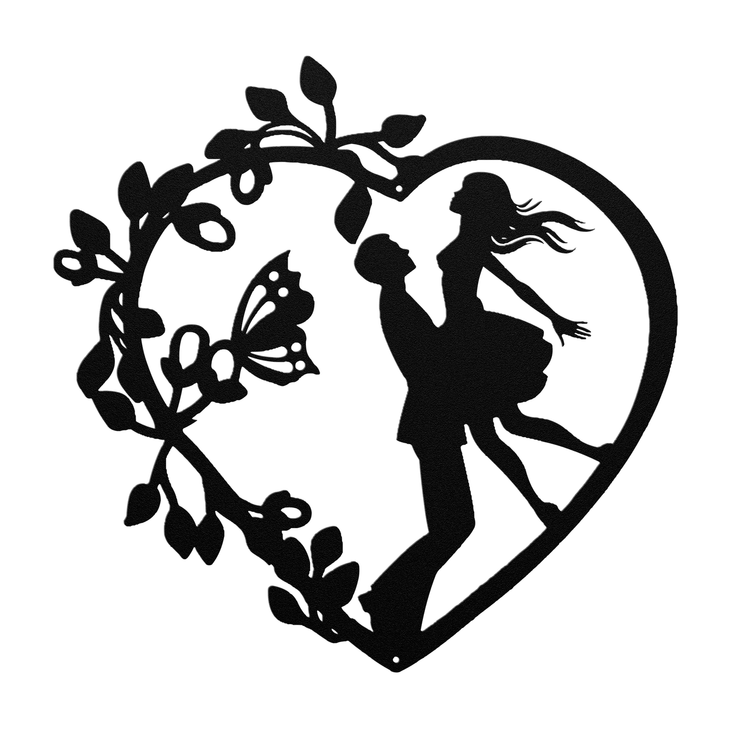 Wedding Heart With Butterfly Metal Wall Art - MAIKERU STUDIO
