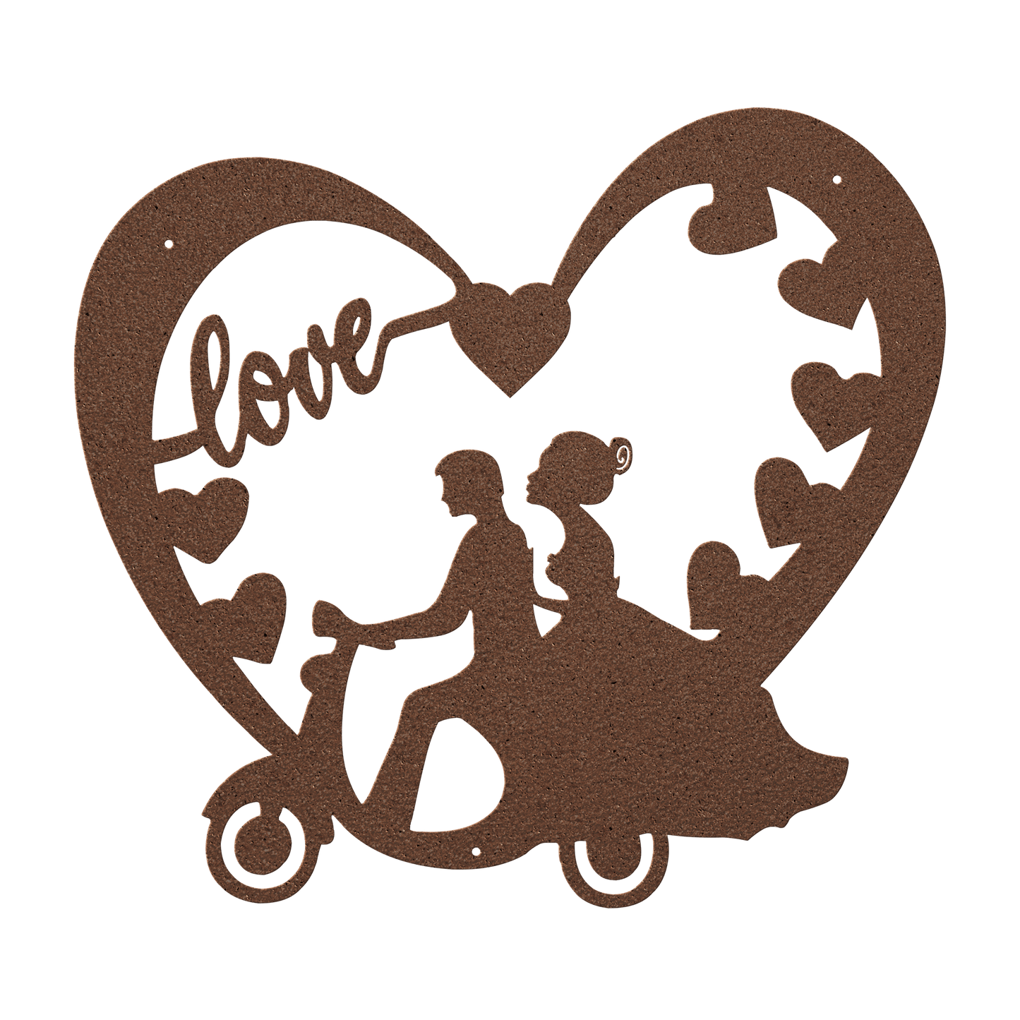 Wedding Heart With Couple On Moped Metal Wall Art - MAIKERU STUDIO