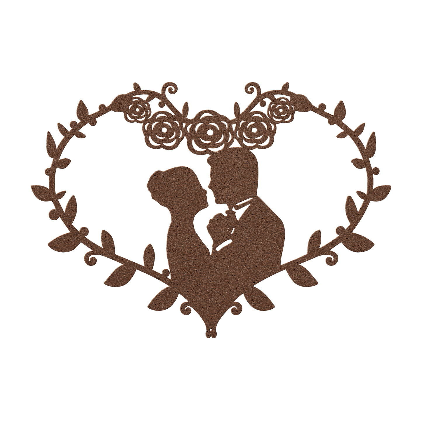 Wedding Heart With Roses Metal Wall Art - MAIKERU STUDIO