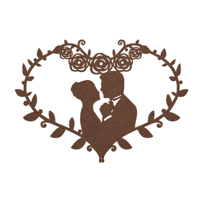 Wedding Heart With Roses Metal Wall Art - MAIKERU STUDIO