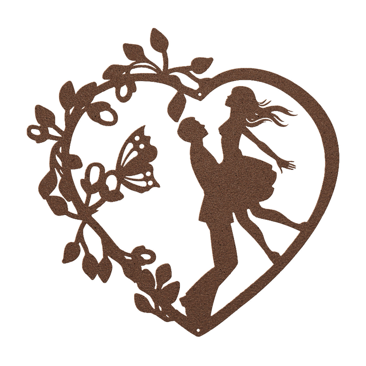 Wedding Heart With Butterfly Metal Wall Art - MAIKERU STUDIO