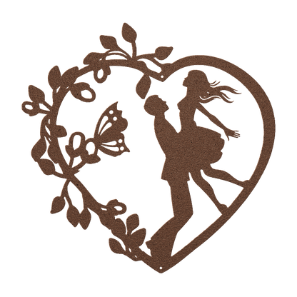 Wedding Heart With Butterfly Metal Wall Art - MAIKERU STUDIO