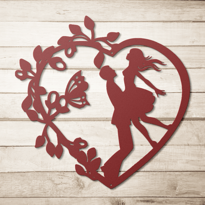 Wedding Heart With Butterfly Metal Wall Art - MAIKERU STUDIO