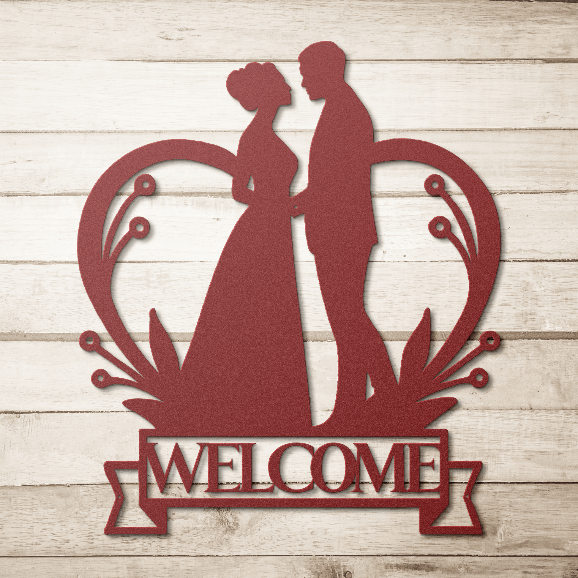 Welcome To Our Wedding Heart Metal Wall Art - MAIKERU STUDIO