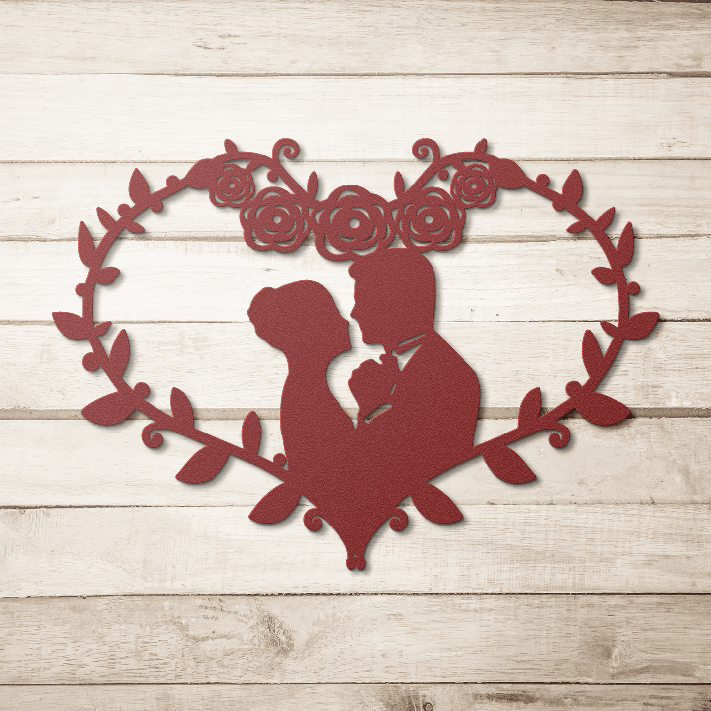 Wedding Heart With Roses Metal Wall Art - MAIKERU STUDIO