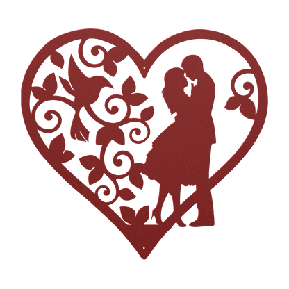 Wedding Heart With Hummingbird Metal Wall Art - MAIKERU STUDIO