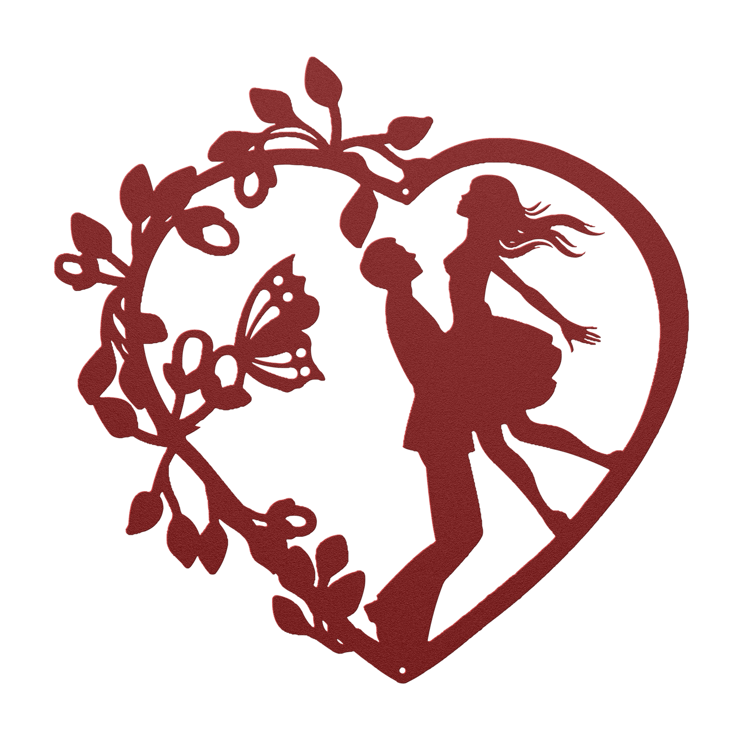 Wedding Heart With Butterfly Metal Wall Art - MAIKERU STUDIO