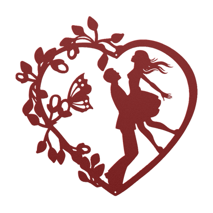 Wedding Heart With Butterfly Metal Wall Art - MAIKERU STUDIO