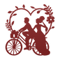 Wedding Heart With Couple On Bicycle Metal Wall Art - MAIKERU STUDIO