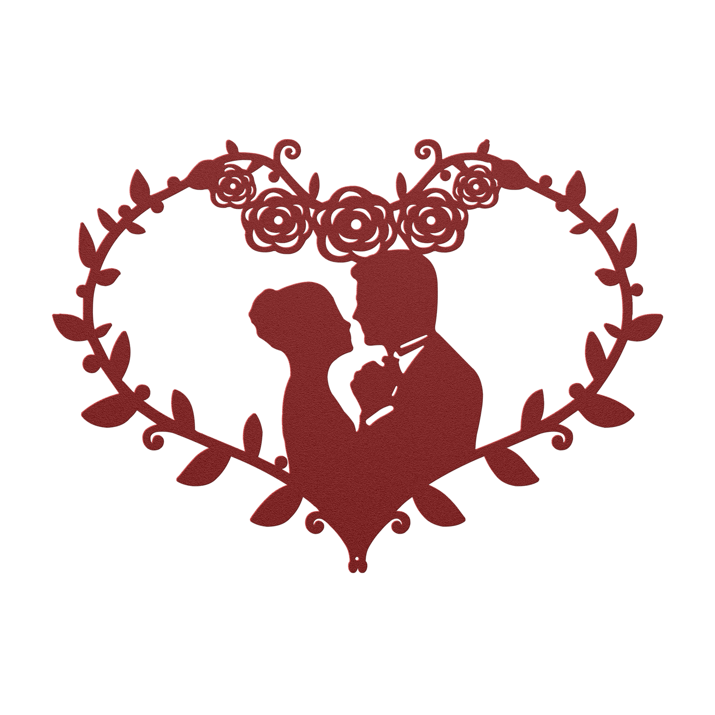 Wedding Heart With Roses Metal Wall Art - MAIKERU STUDIO